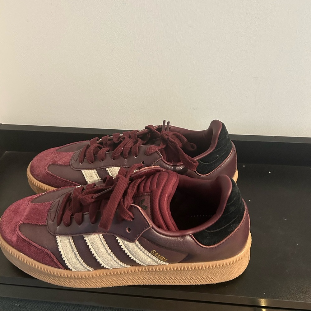 Adidas Burgundy and White Sneakers